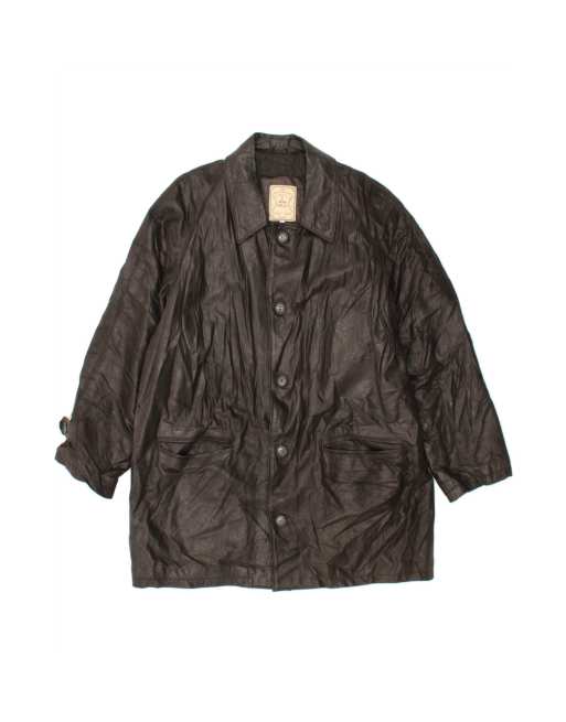 Vintage Leather Coat UK 40 Large In Black