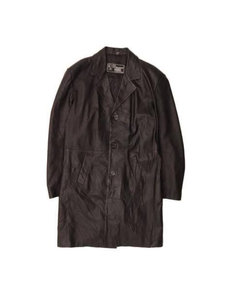 Vintage Leather Coat UK 40 Large In Black - view 1