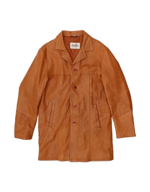 Vintage Leather Coat UK 40 Large In Brown