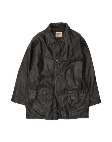 Vintage Leather Coat UK 42 XL In Black - view 1