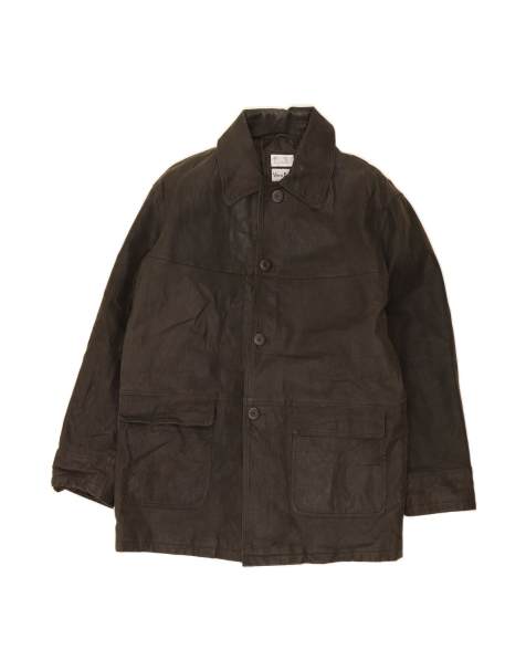 Vintage Leather Coat UK 42 XL In Black - view 1