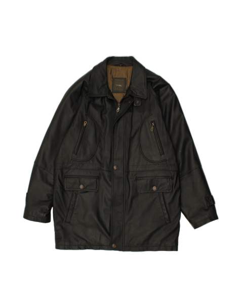 Vintage Leather Coat UK 42 XL In Black - view 1