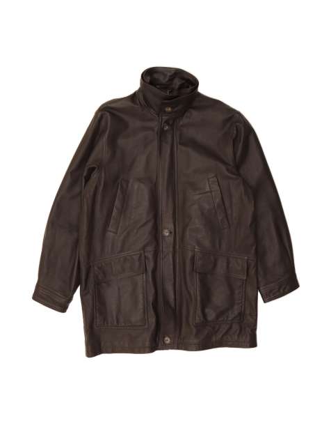 Vintage Leather Coat UK 42 XL In Brown - view 1