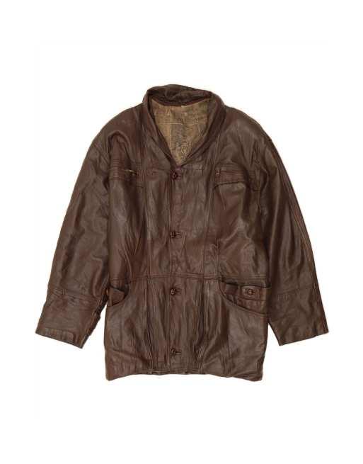 Vintage Leather Coat UK 42 XL In Brown