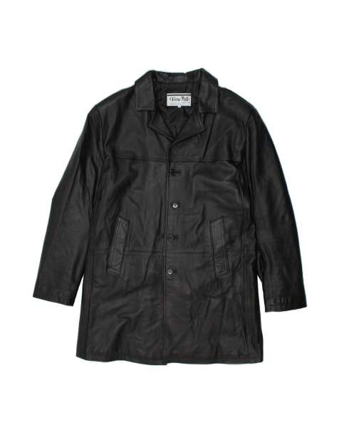 Vintage Leather Coat UK 44 2XL In Black - view 1