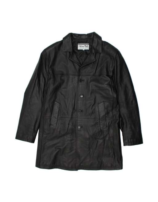 Vintage Leather Coat UK 44 2XL In Black