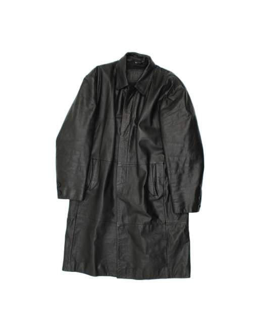 Vintage Leather Coat UK 44/46 XL In Black