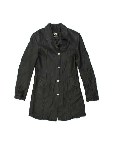 Vintage Leather Coat UK 8 Small In Black - view 1