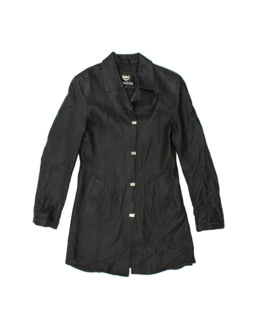 Vintage Leather Coat UK 8 Small In Black