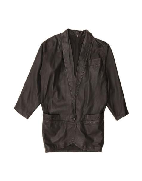 Vintage Leather Coat US 10 Large In Black - view 1