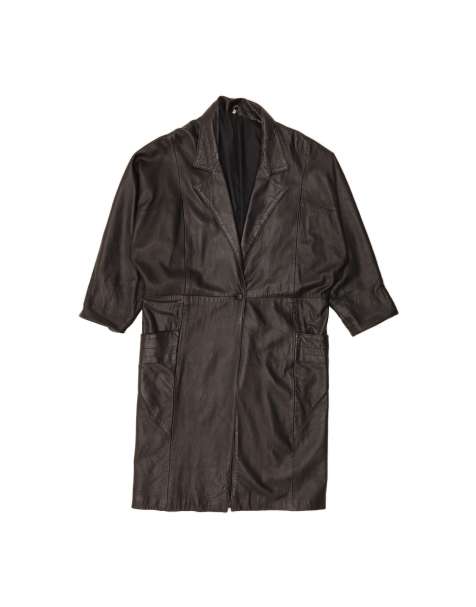 Vintage Leather Coat US 12 Large In Black - view 1