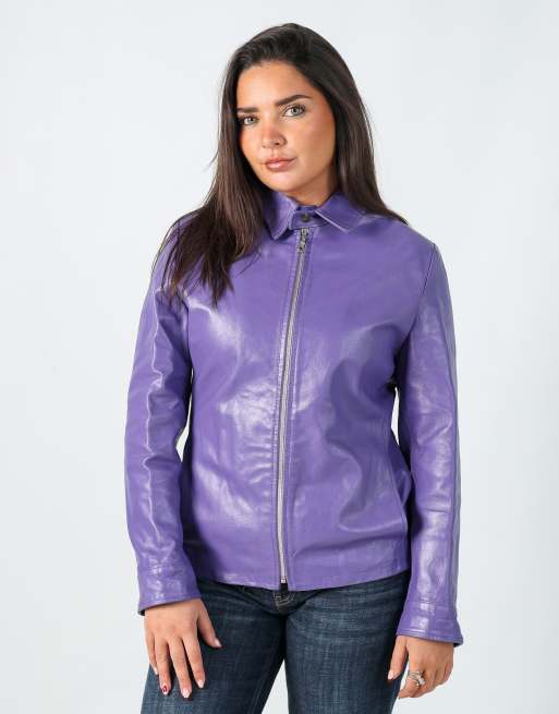 Vintage Leather Factory M leather jacket in purple