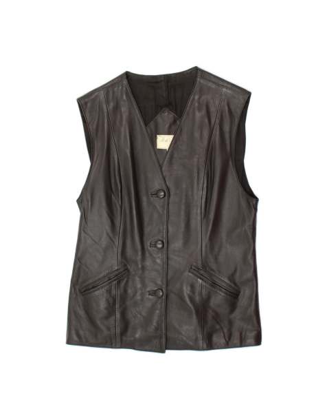 Vintage Leather Gilet It 44 Medium In Black - view 1