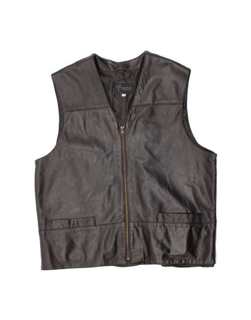 Vintage Leather Gilet It 48 Medium In Black