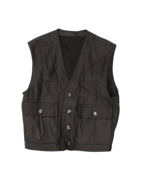 Vintage Leather Gilet UK 38 Medium In Black - view 1
