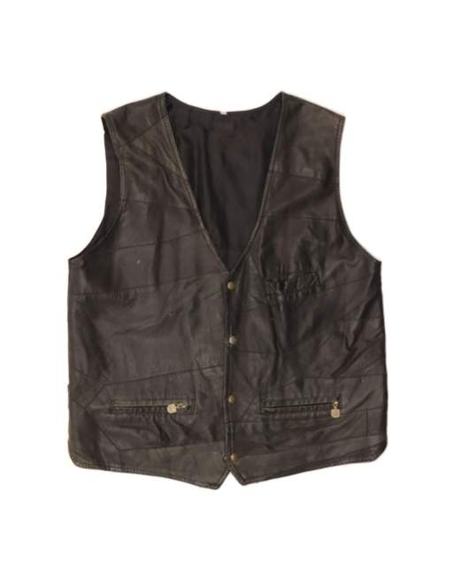 Vintage Leather Gilet UK 40 Large In Black
