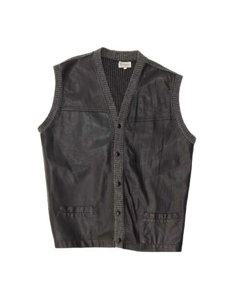 Vintage Leather Gilet UK 40 Large In Black - view 1