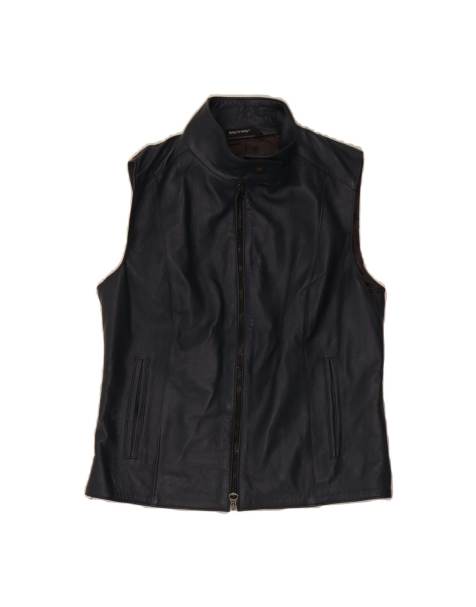Vintage Leather Gilet UK 8 Small In Blue - view 1