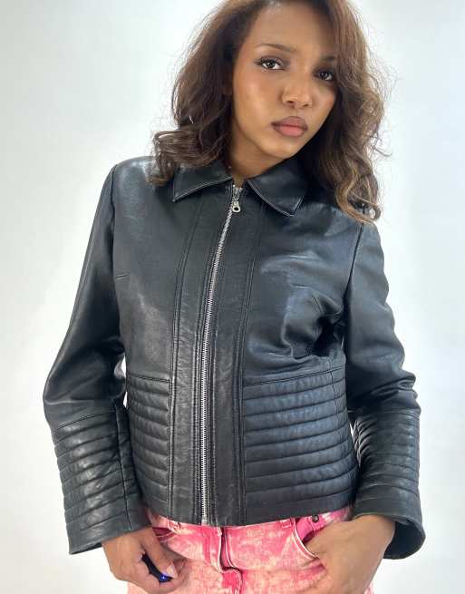Vintage leather jacket in black