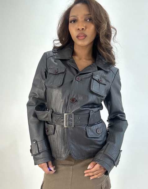 Vintage leather jacket in brown - view 1