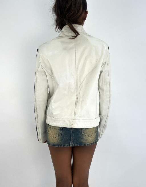 Vintage leather jacket in white | ASOS