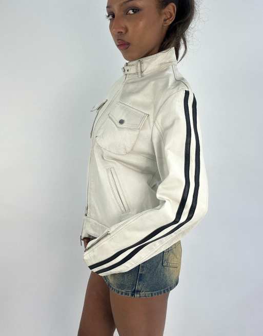 Vintage leather jacket in white | ASOS