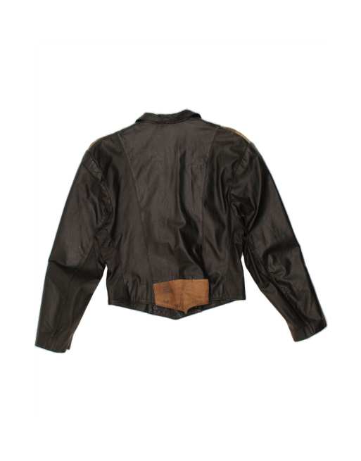Vintage Leather Jacket It 40 Small In Black, 2 of 4