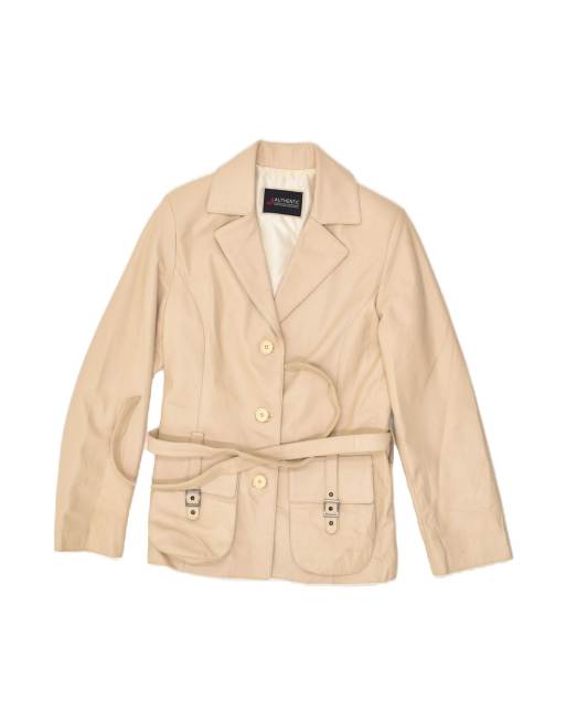 Vintage Leather Jacket It 42 Medium In Beige