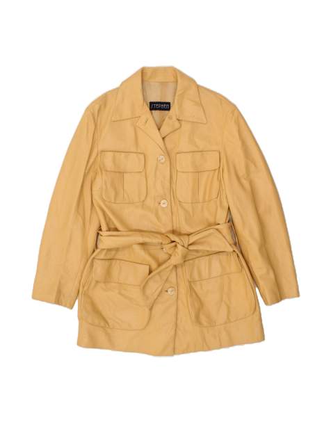 Vintage Leather Jacket It 42 Medium In Beige - view 1