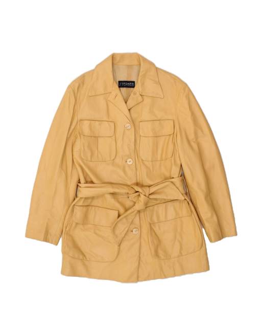 Vintage Leather Jacket It 42 Medium In Beige