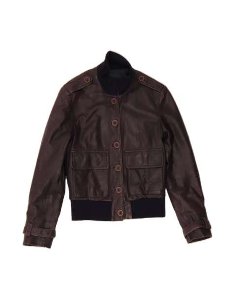 Vintage Leather Jacket It 42 Medium In Brown - view 1