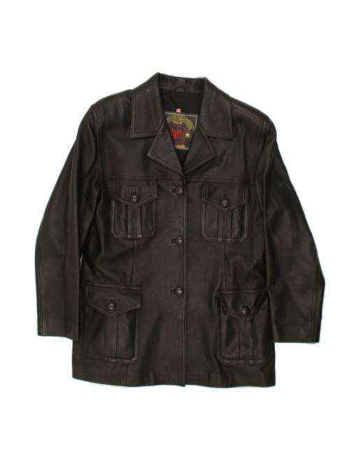 Vintage Leather Jacket It 44 Medium In Black