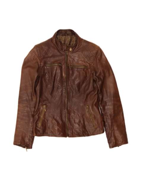 Vintage Leather Jacket It 44 Medium In Brown - view 1