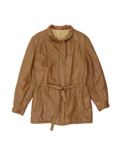 Vintage Leather Jacket It 46 Large In Beige - view 1