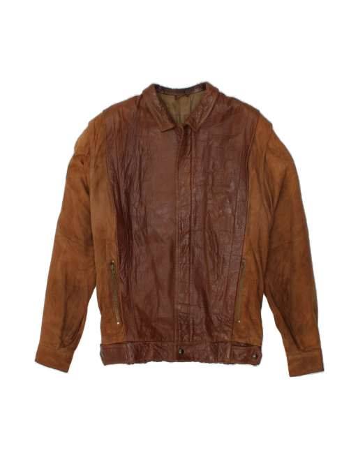 Vintage Leather Jacket It 46 Small In Brown
