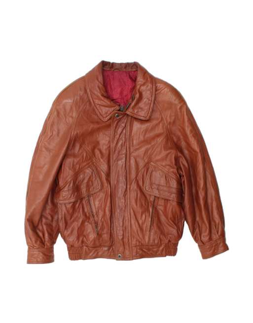 Vintage Leather Jacket It 46 Small In Brown