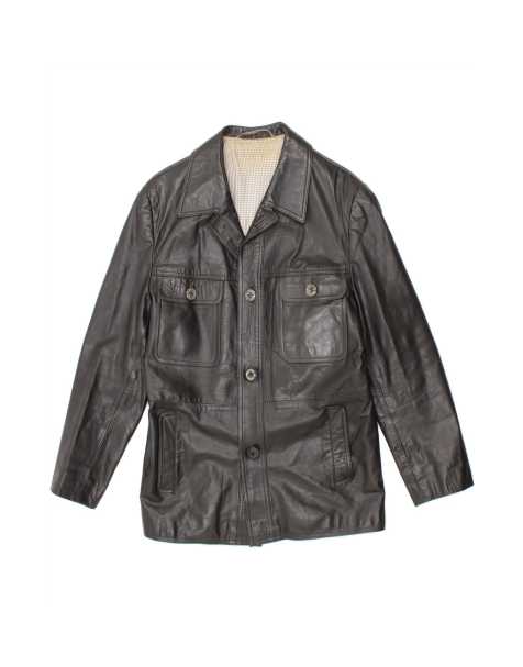 Vintage Leather Jacket It 48 Medium In Black - view 1