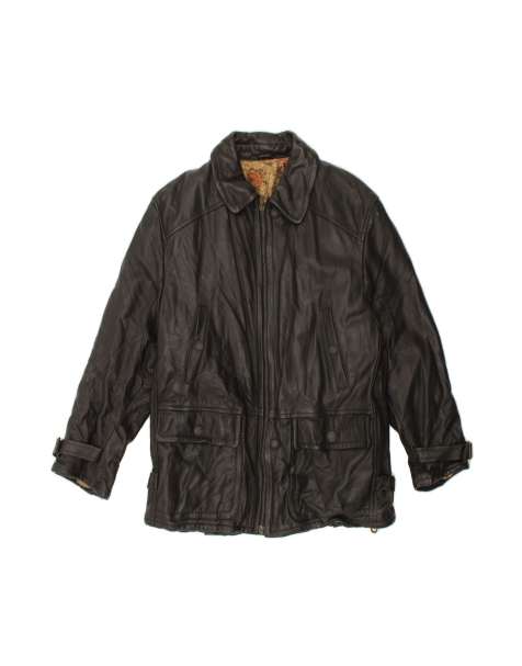 Vintage Leather Jacket It 48 Medium In Black - view 1