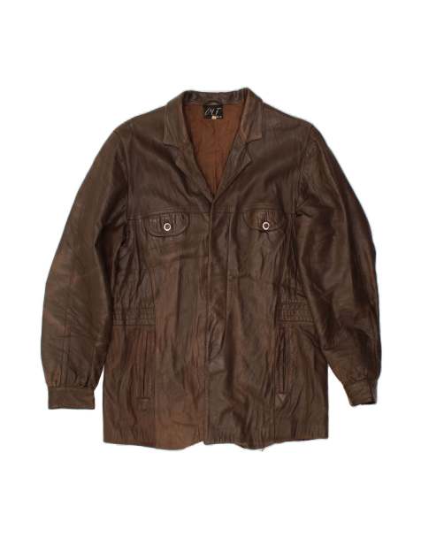 Vintage Leather Jacket It 48 Medium In Brown - view 1