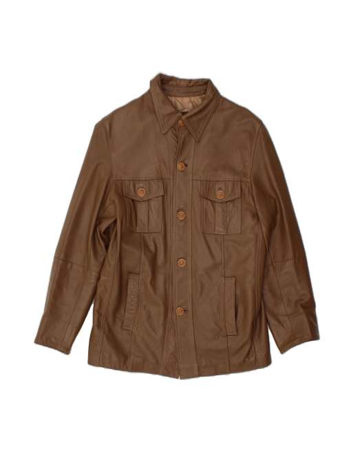 Vintage Leather Jacket It 48 Medium In Brown