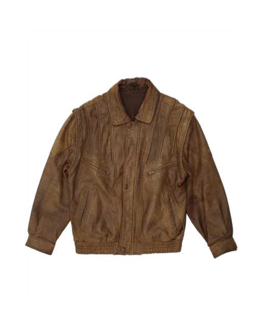 Vintage Leather Jacket It 48 Medium In Brown