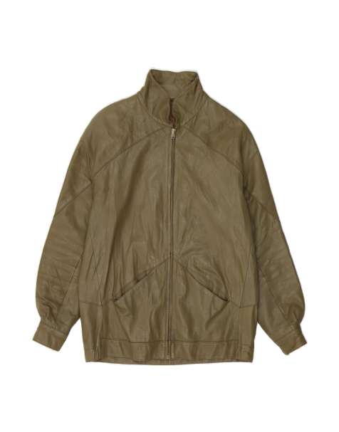 Vintage Leather Jacket It 48 XL In Khaki - view 1