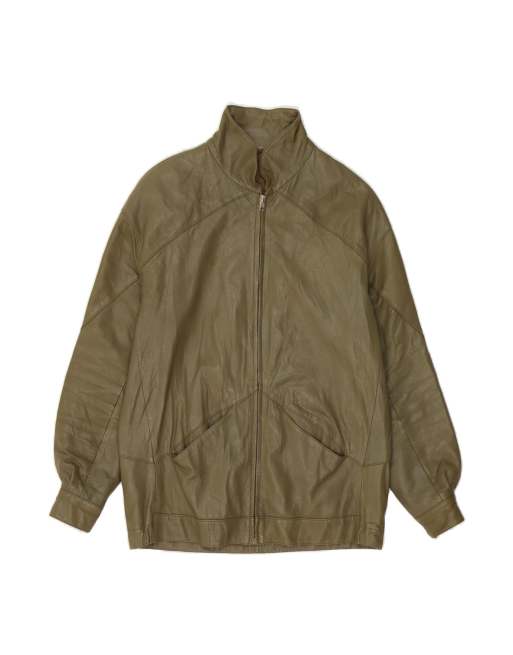 Vintage Leather Jacket It 48 XL In Khaki