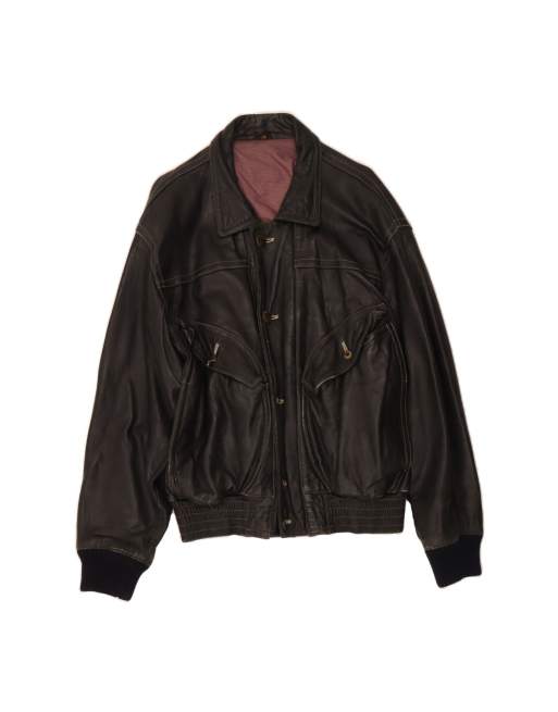 Vintage Leather Jacket It 50 Large In Black