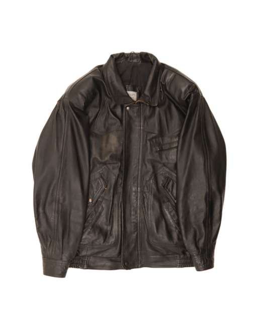Vintage Leather Jacket It 50 Large In Black