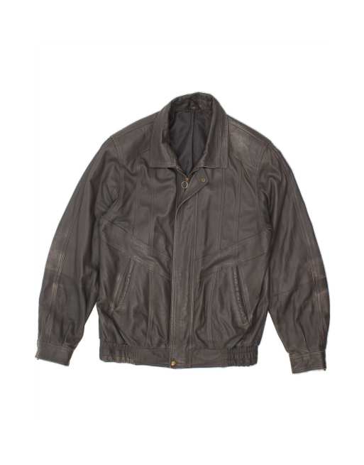 Vintage Leather Jacket It 50 Large In Grey