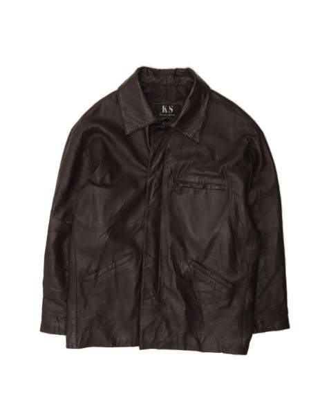 Vintage Leather Jacket It 52 XL In Brown - view 1