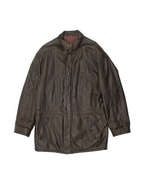 Vintage Leather Jacket It 52 XL In Brown - view 1