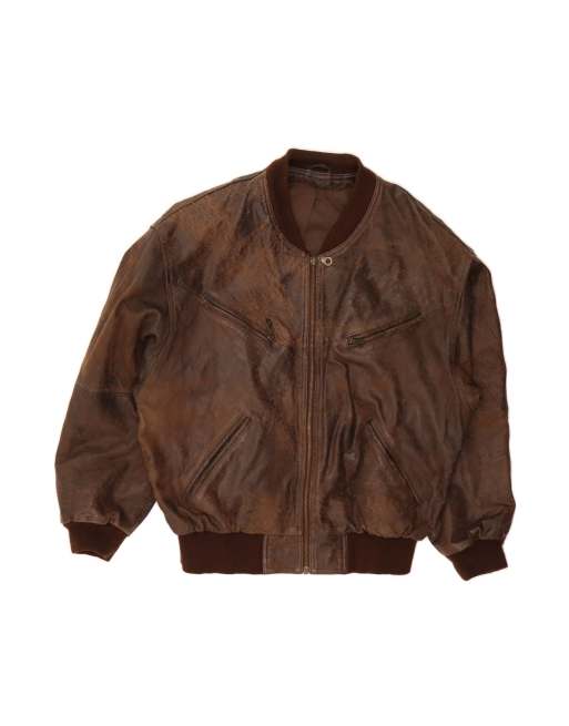 Vintage Leather Jacket It 52 XL In Brown