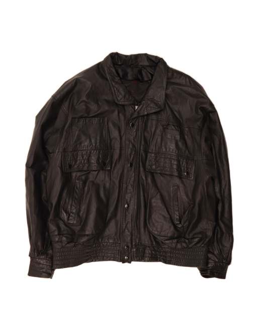 Vintage Leather Jacket It 56 3XL In Black